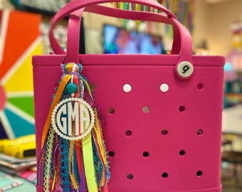 Bogg Bag Tassel/Charm Vibrant Colors monogrammed