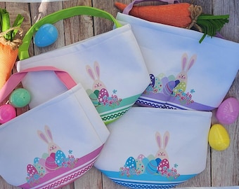 Personalized Easter Basket: Embroidered Bunny Egg Tote