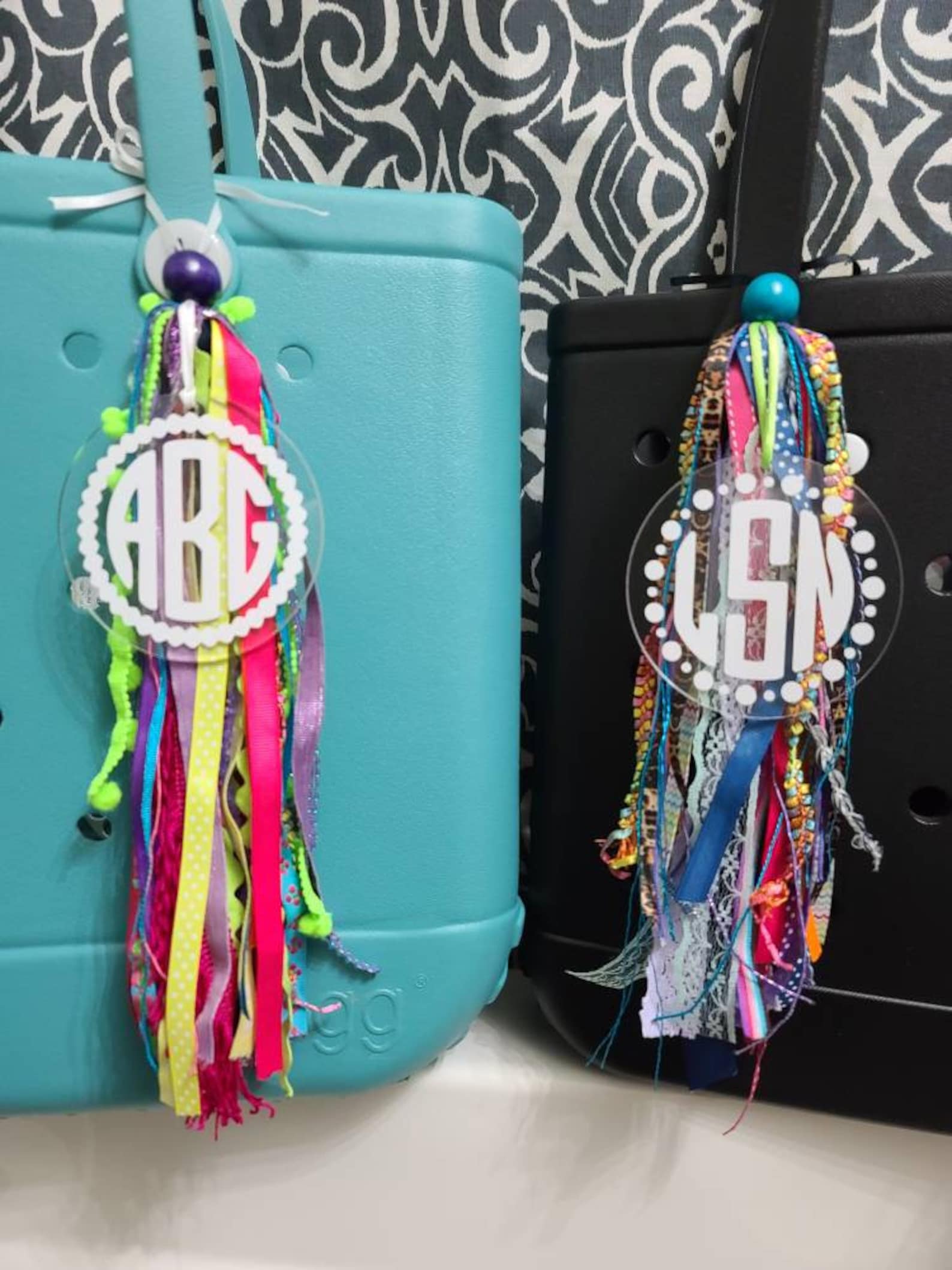 Bogg Bag Tassel/charm Vibrant Colors Monogrammed Etsy