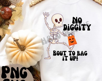 Funny Halloween Skeleton Trick or Treat PNG SVG File