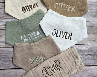 Personalized Embroidered Muslin Baby Bibs - Monogrammed Gift Set for Boys and Girls