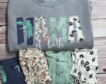 Custom Embroidered Keepsake Sweatshirt: 'Mama of Both' Applique