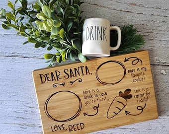 Personalized Christmas Eve Santa Tray: Engraved Bamboo Cookie Board