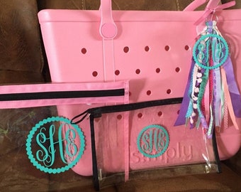 BOGG BAG Bundle of 3; Monogrammed Bogg Bag Charm, 5" Decal Only and a 3" Decal Only