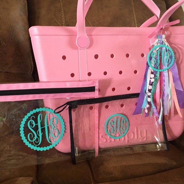 BOGG BAG Bundle of 3; Monogrammed Bogg Bag Charm, 5" Decal Only and a 3" Decal Only