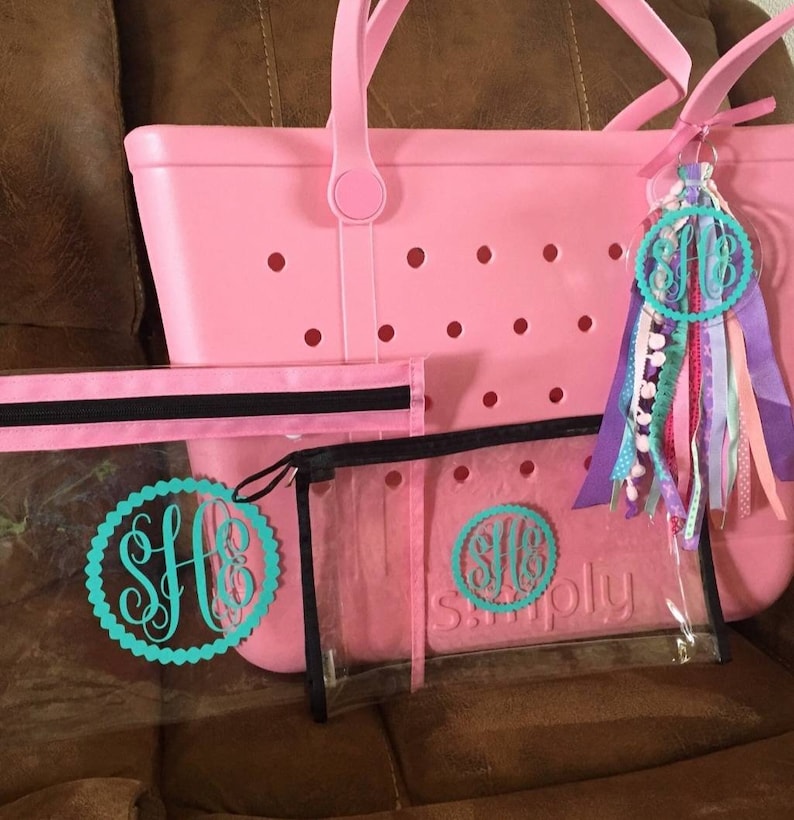 BOGG BAG Bundle of 3; Monogrammed Bogg Bag Charm, 5' Decal Only and a 3' Decal Only 