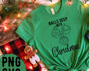 Conception drôle de chemise de Noël, boules profondes, fichiers PNG SVG