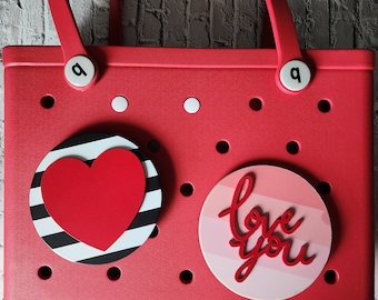 Handmade Heart Bogg Bag Charm: Striped or Love You Button