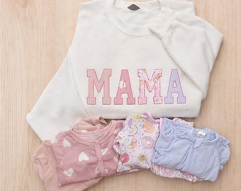 Embroidered Mama Onesie Applique Keepsake Sweatshirt: Custom Gildan Mama