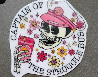 Captain of the Struggle Bus Charm: Funny Skeleton Bogg Bag Accessory