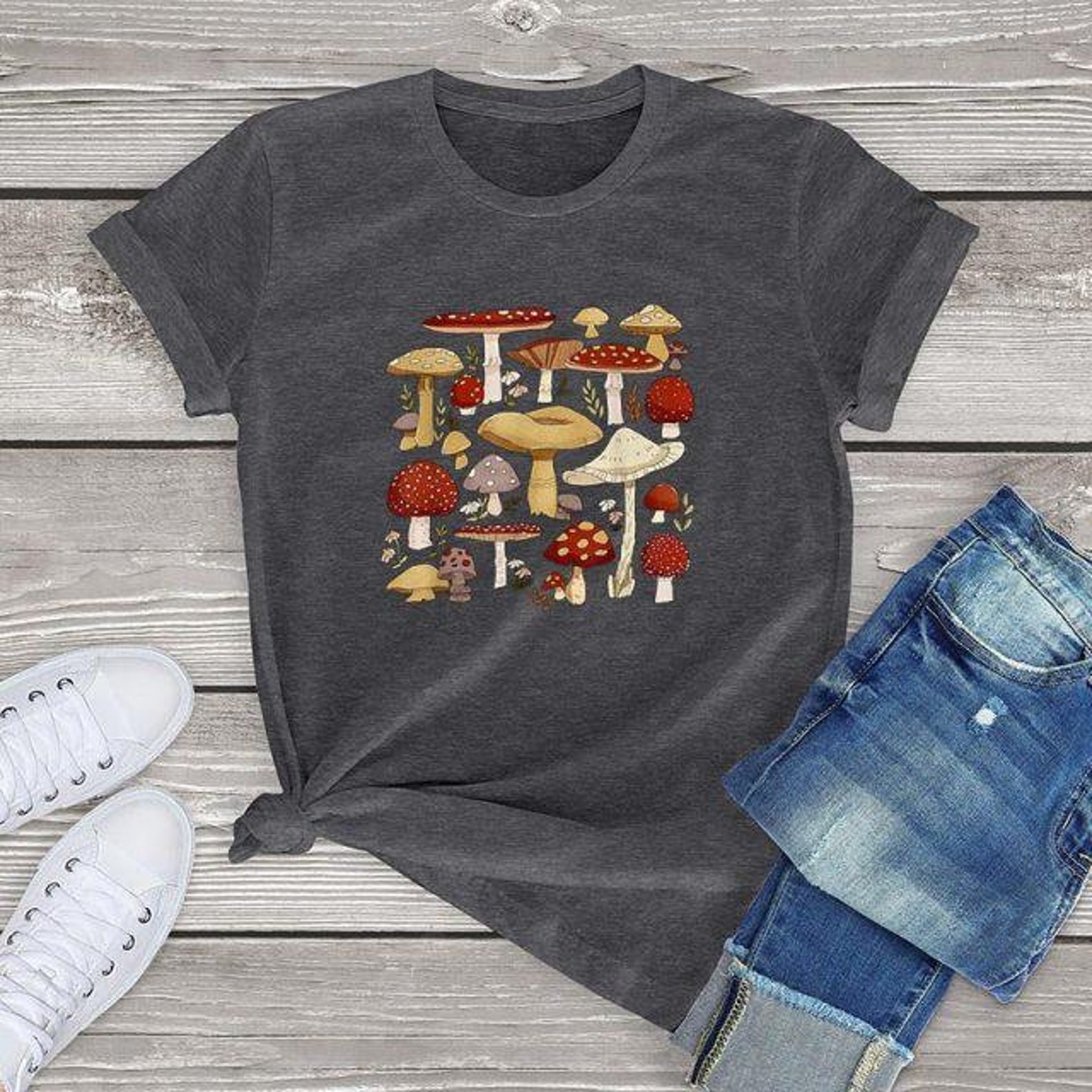 Cute mushroom shirt Cottagecore Mushroom Clothing Etsy