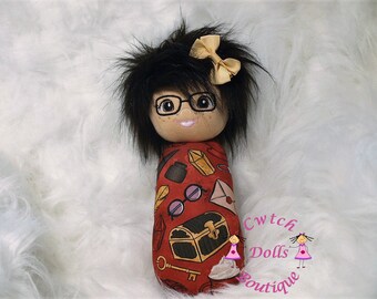 Wizard doll, Freckled doll, handmade dolls, CE tested dolls, Cwtch Buddie doll, Doll with glasses, swaddle doll, gift for her, doll gifts,