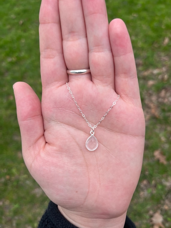 Handmade Faceted Rose Quartz Teardrop Pendant Necklace Taurus - Main Image