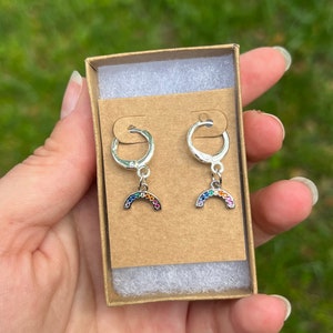 Handmade Minimalist Rainbow Charm Earrings