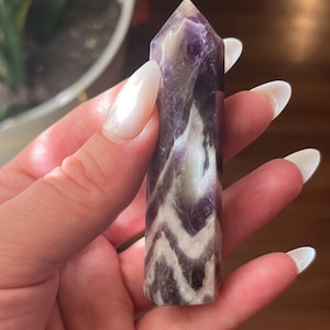Dream Amethyst Natural Gemstone Tower - Chevron Amethyst Crystal Point - Crystal Obelisk