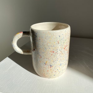 Colorful Speckled Mug/ Splattered Mug/ Ceramic mug/ Coffee mug/ Dotted cup/ Stoneware handmade mug