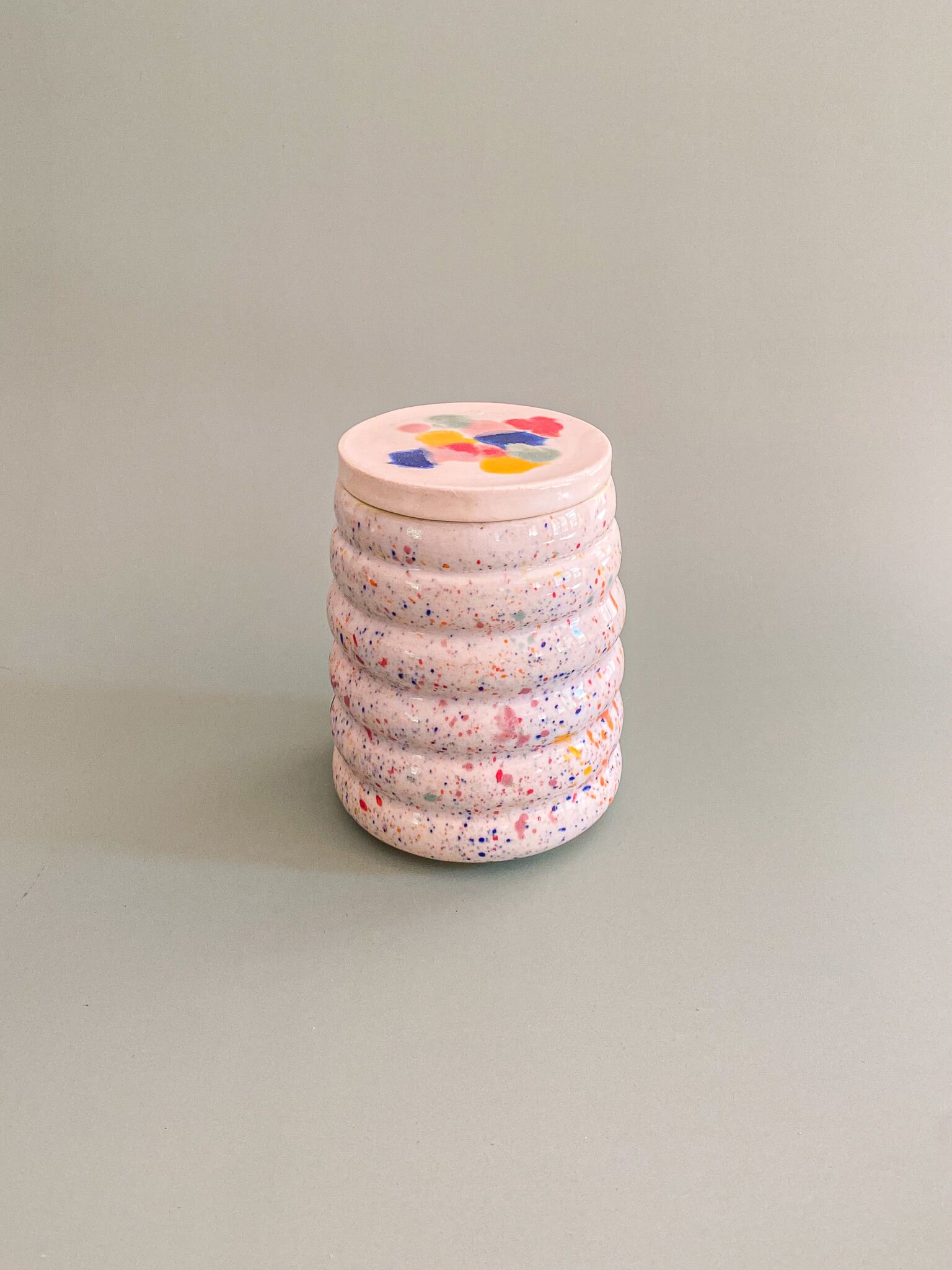 Pot de Stockage en Grès Moucheté/Pot à Couvercle Céramique Fait La Main Récipient Thé Sucre Café Can