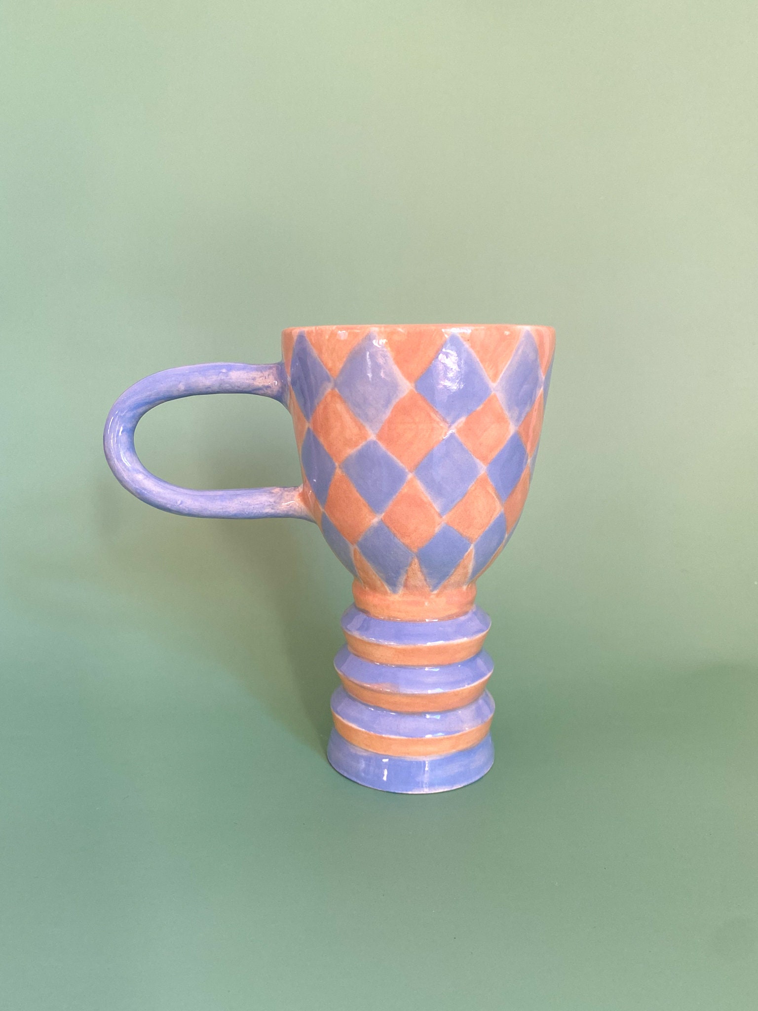 Argyle Chalice Mug/Mug en Céramique Fait à La Main