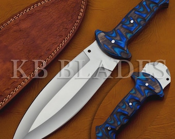 Custom Handmade D2 Steel Double-Edged Style Blade knife with Color Wood Handle for Display | Full Tang Collectible Knife for Outdoorsmen