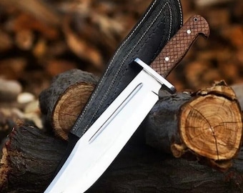 Handmade D2 Steel Bowie-Style Knife with Rose Wood Handle | Custom Forged Knife for Outdoor Use | Collectible Knife gift with Sheath