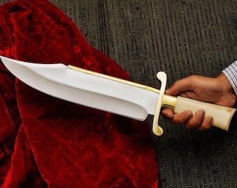 Handmade D2 Tool Steel Bowie-Style Knife with Bone Handle | Custom Forged Knife for Outdoor Use | Collectible Knife gift with Sheath