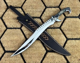 Handmade D2 Tool Steel Bowie-Style Knife with Dollar Wood Handle | Custom Forged Knife for Outdoor Use | Hunting Knife gift with Sheath