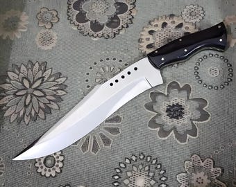 Custom Handmade D2 Tool Steel Large Hunting Knife with Leather Sheath | Outdoor Camping Knife Tool | gift for him | Knife for Outdoorsmen