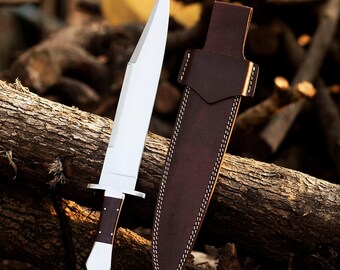 Handcrafted Alamo-Style Bowie Knife | Custom D2 Steel Fixed Blade with Sheath | Historical Collector's Knife for Display or Outdoor Use