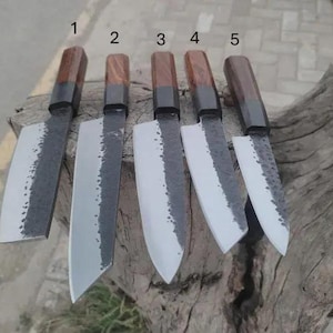 Hand Forged Carbon Steel 5 Knives Chef Set | Personalized Kitchen Knives | gift for him | gift for her | Anniversary gift | Kitchen Tools