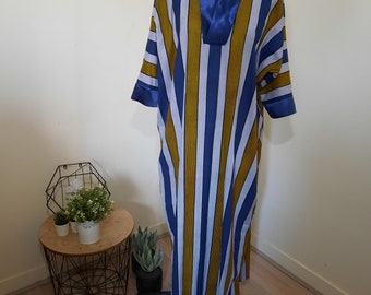 Très belle Robe bleue Maxi d'été ankara longue à imprimés africains wax  pour femme Dashiki Boubou baltikc Caftan Kimono Africain Adire bubu