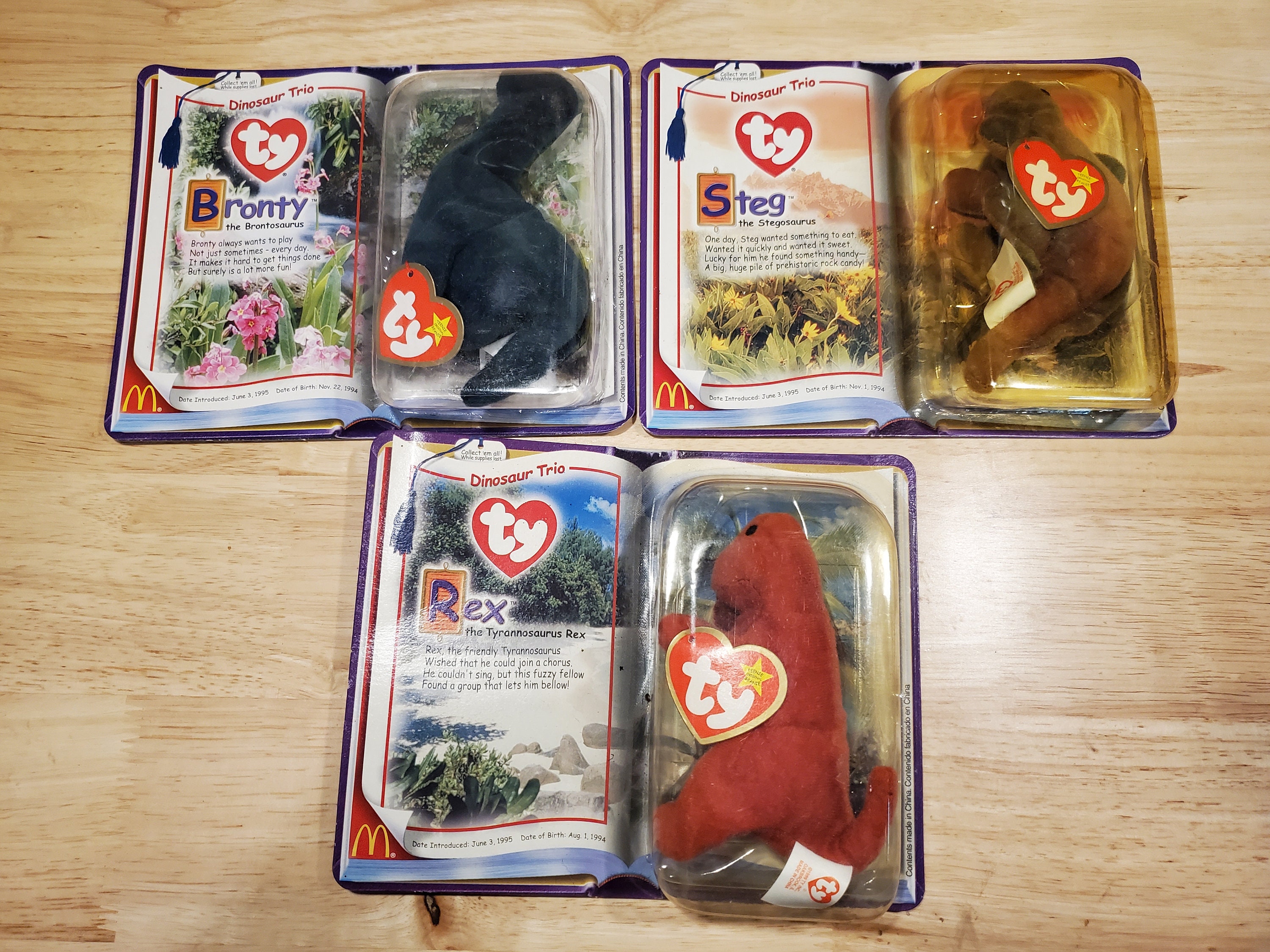 Mcdonalds TY Beanie Babies Dinosaur Trio. Complete Set of 3 - Etsy