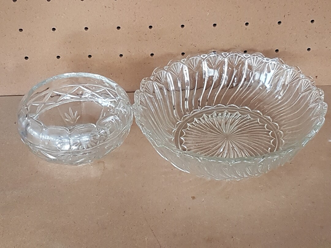 One Very Decorative Glass Fruit Bowl and One Other Etsy