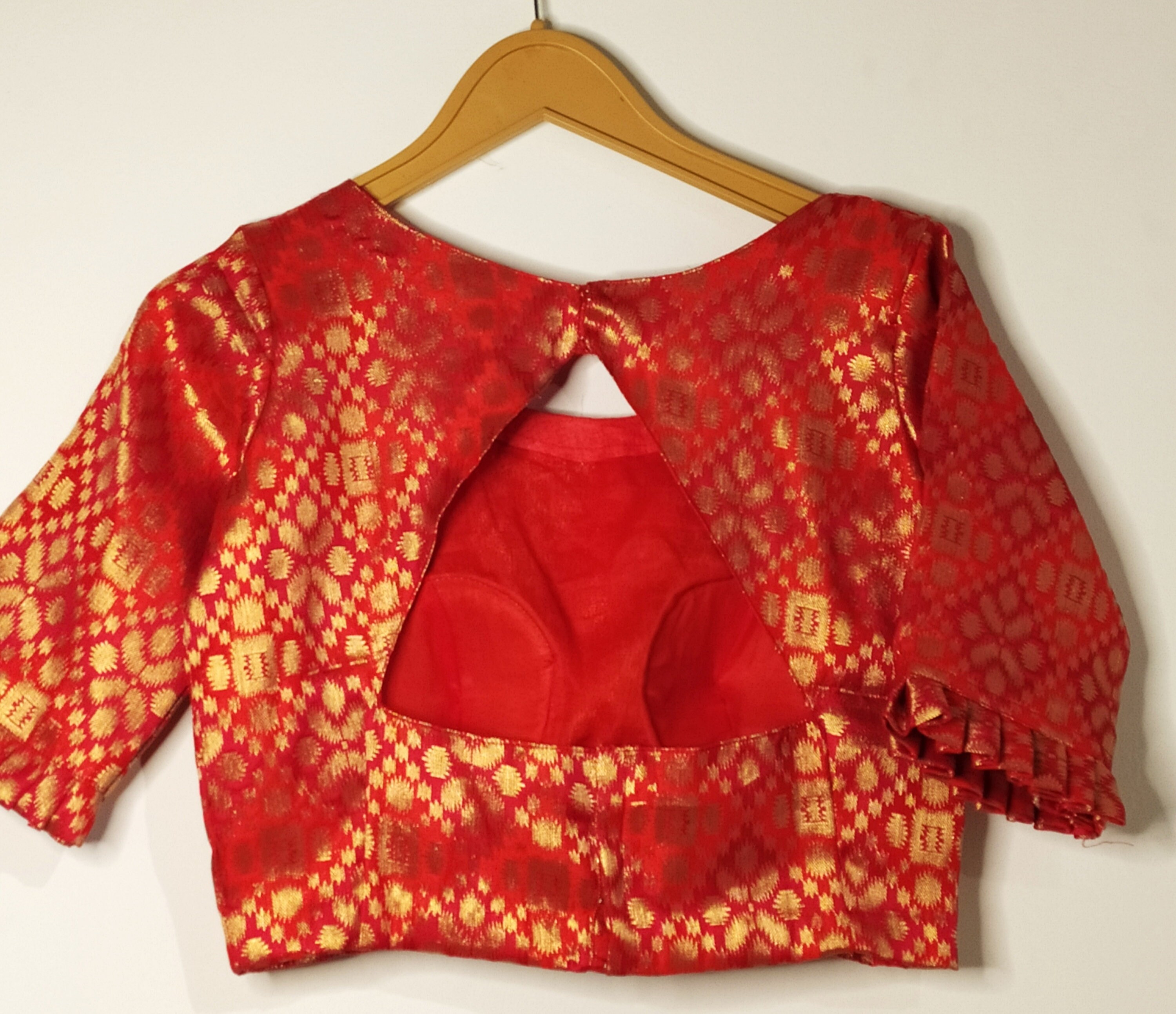 Brocade blouse,Women'swear,Wedding collection,party wear Crop top Hand made Pleated sleeves