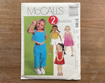 McCall's 3185 - Sewing Pattern for Children's Separates, Dress, Top, Pants and Shorts - Uncut paper pattern, Sizes 2-3-4 or 4-5-6