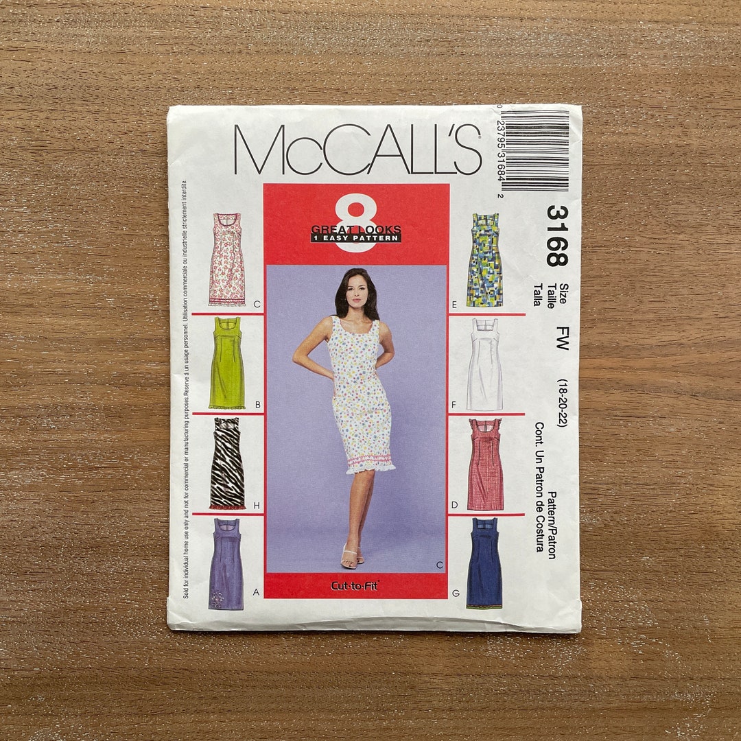 S3168 Pattern Mccall's 3168 Printed Sewing Pattern Sleeveless Dress With Neckline ...