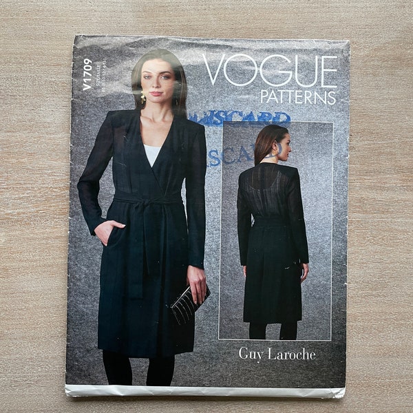 Vogue V1709 Guy Laroche - Sewing Pattern Jacket and Belt - Uncut paper pattern, Sizes US 8 to 16 or 16 to 24