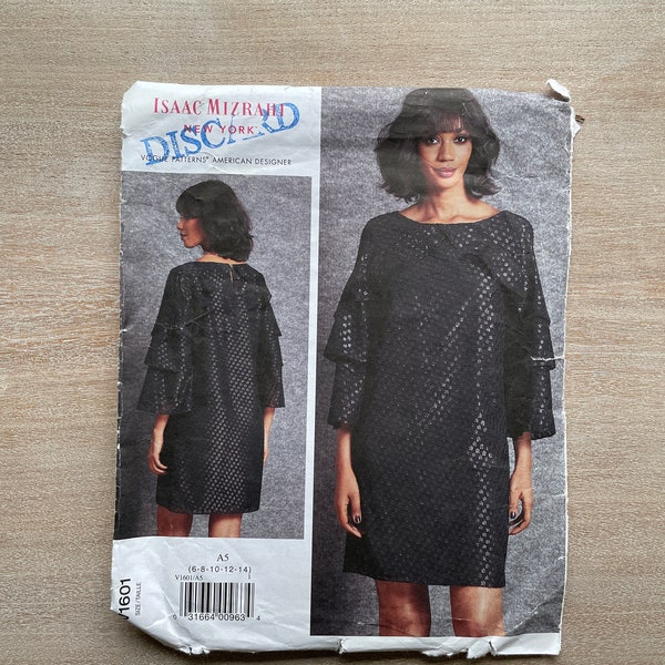 Vogue V1601 Isaac Mizrahi - Sewing Pattern Ruffled Pullover Dress - Uncut paper pattern, Sizes US 6 to 14 or 14 to 22