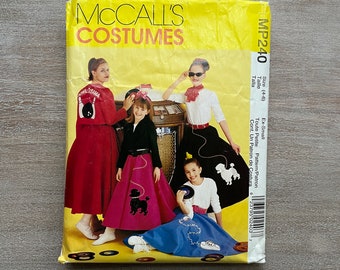 McCall's MP240 or 8899 - 90s Sewing Pattern for Girl Costumes 1950's jacket, Poodle Skirt, top - Uncut, Sizes 4-6, 7-8-10 or 10-12-14