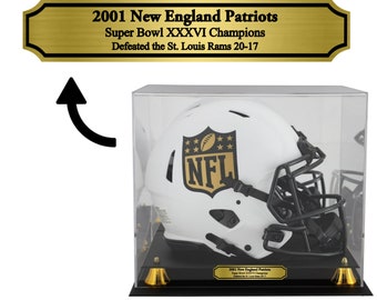 Customizable Name Plate/Name tag for Football Helmet Display Case. Brushed Silver or Gold Tone. Personalized with attention to detail.