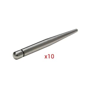 May include: A pack of 10 silver metal mandrels, each with a rounded end.