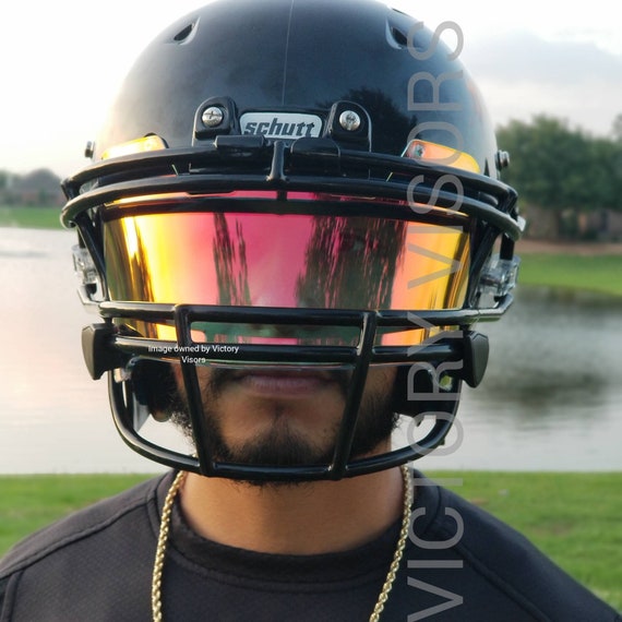 Clear Red Rainbow Football Visor. Universal Fit for Riddell, Xenith Vicis  and Other Popular Brand Helmets. Quick Release Clips Included. 