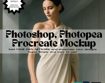 Dress Photoshop Procreate Mockup | High Fashion Model Linen | Editable Template Fabric Seamless Pattern Mock Up Digital Download for Artwork