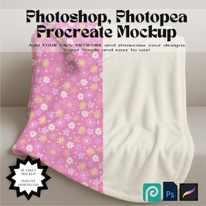 Blanket Photoshop Procreate Mockup | Velveteen Plush Modern | Digital Mock Up Download 4 Seamless Pattern Design All Over Print, Sublimation
