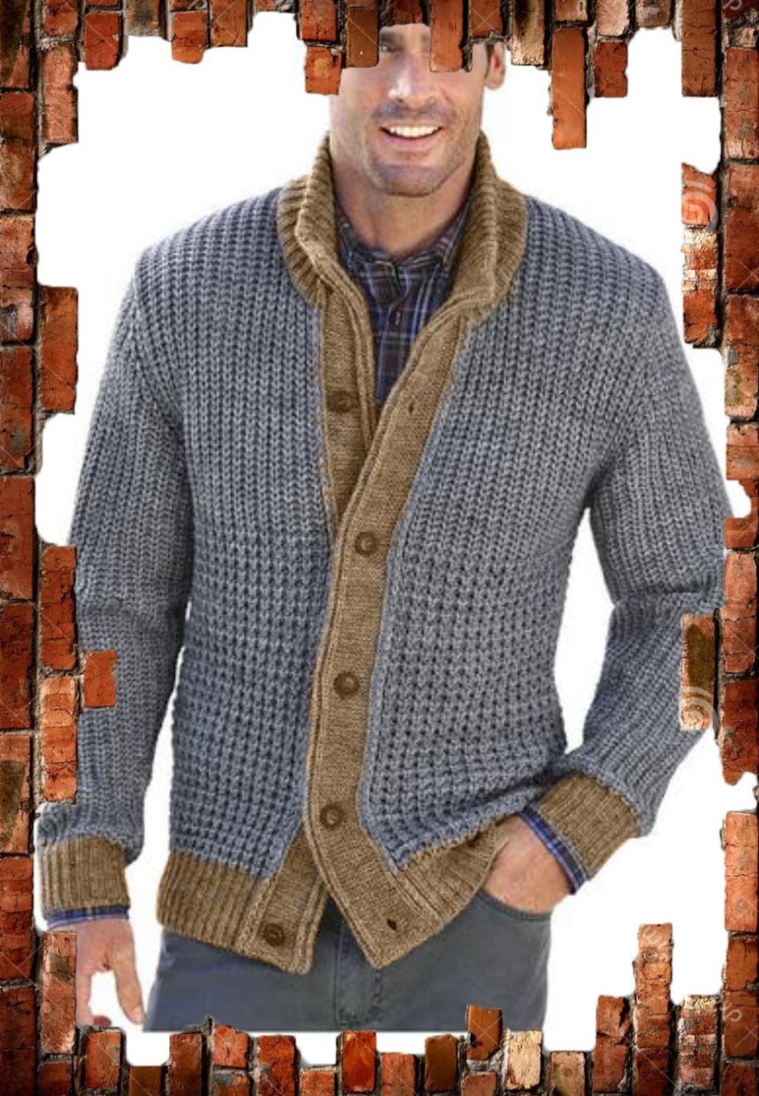 Hand Knit Men's Cardiganto Order Made to Order Gift for Etsy