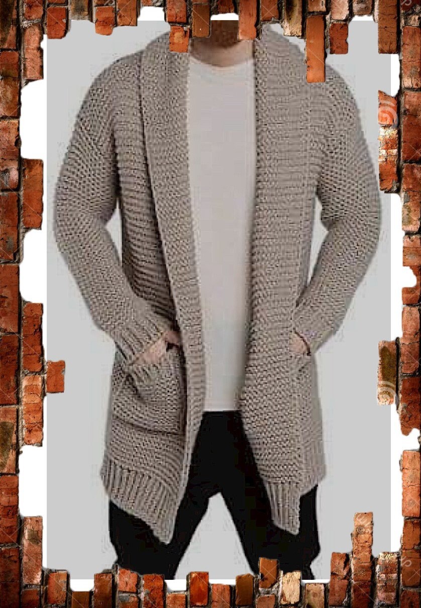 Hand Knit Men's Long Cardiganto Order Made to Order Etsy