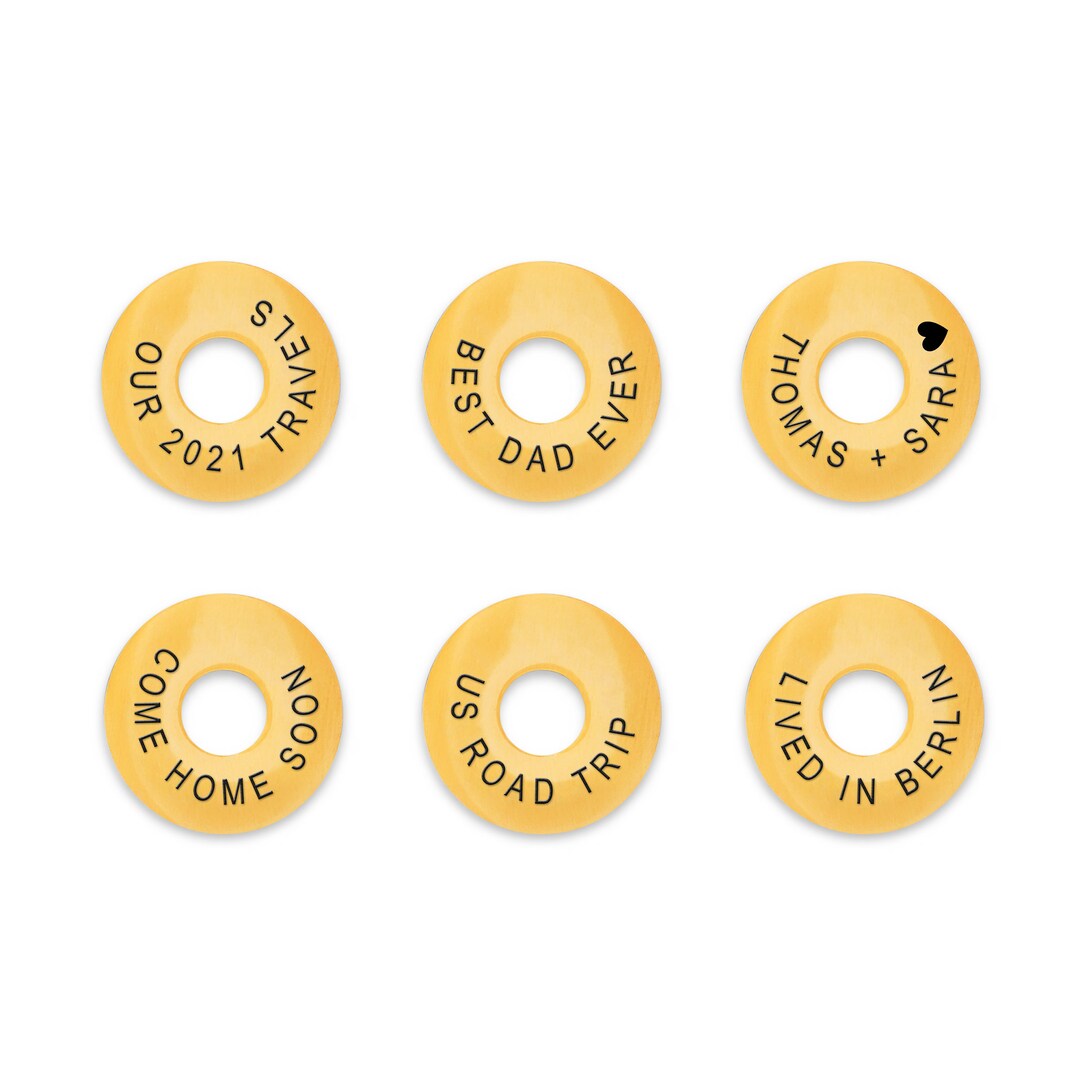 Gold Custom Travel Token for Travel Keychains, Personalised Engraved