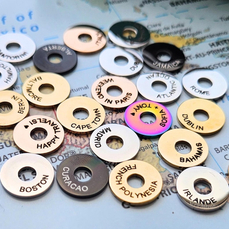 Engraved Travel Token: Custom City, Country, Destination Ring - Etsy