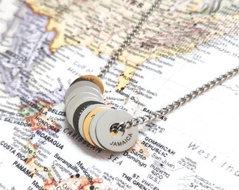 Collana in acciaio inossidabile con ciondolo da viaggio nel mondo: ricordo del paese