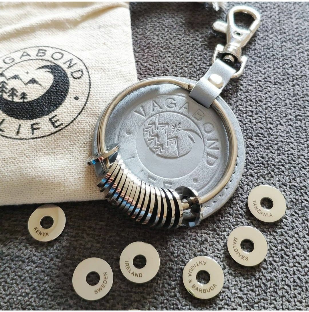 Traveler Keychain Blue Country Tag Keychain Travel Keyring Etsy