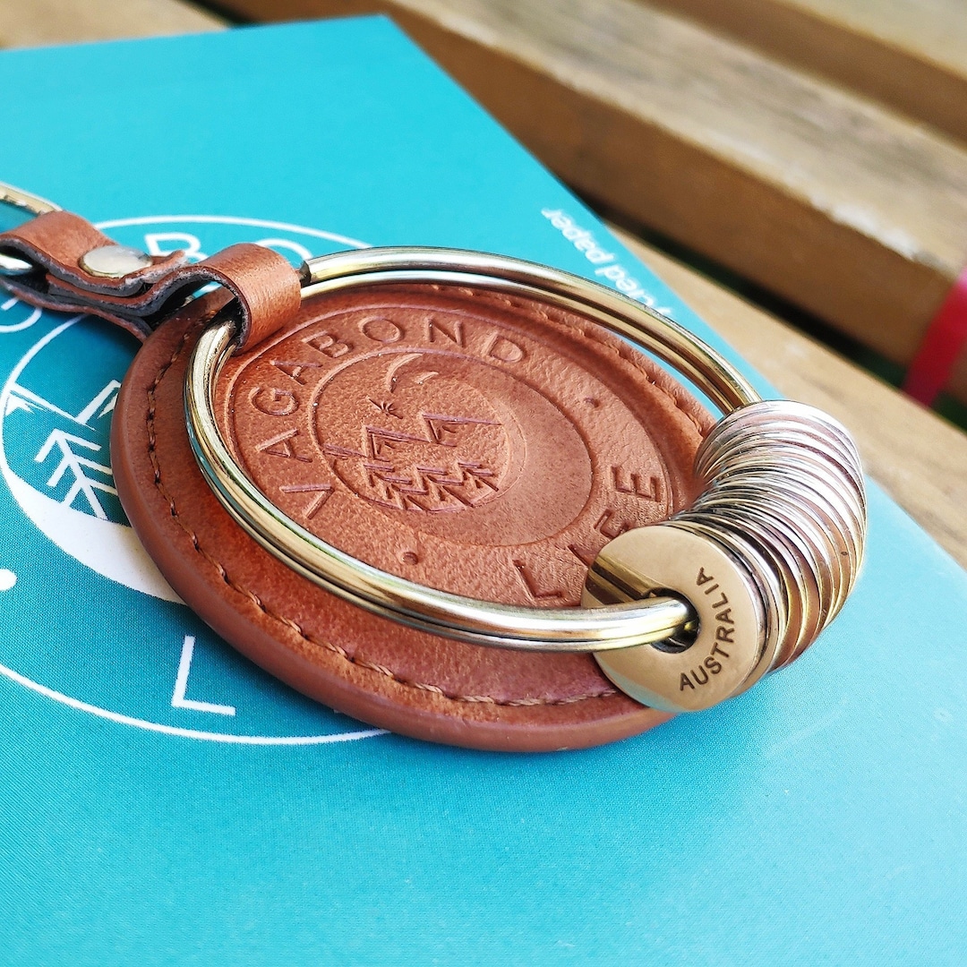 Vegan Leather Traveler Keychain: Travel Keepsake, Country Rings - Etsy